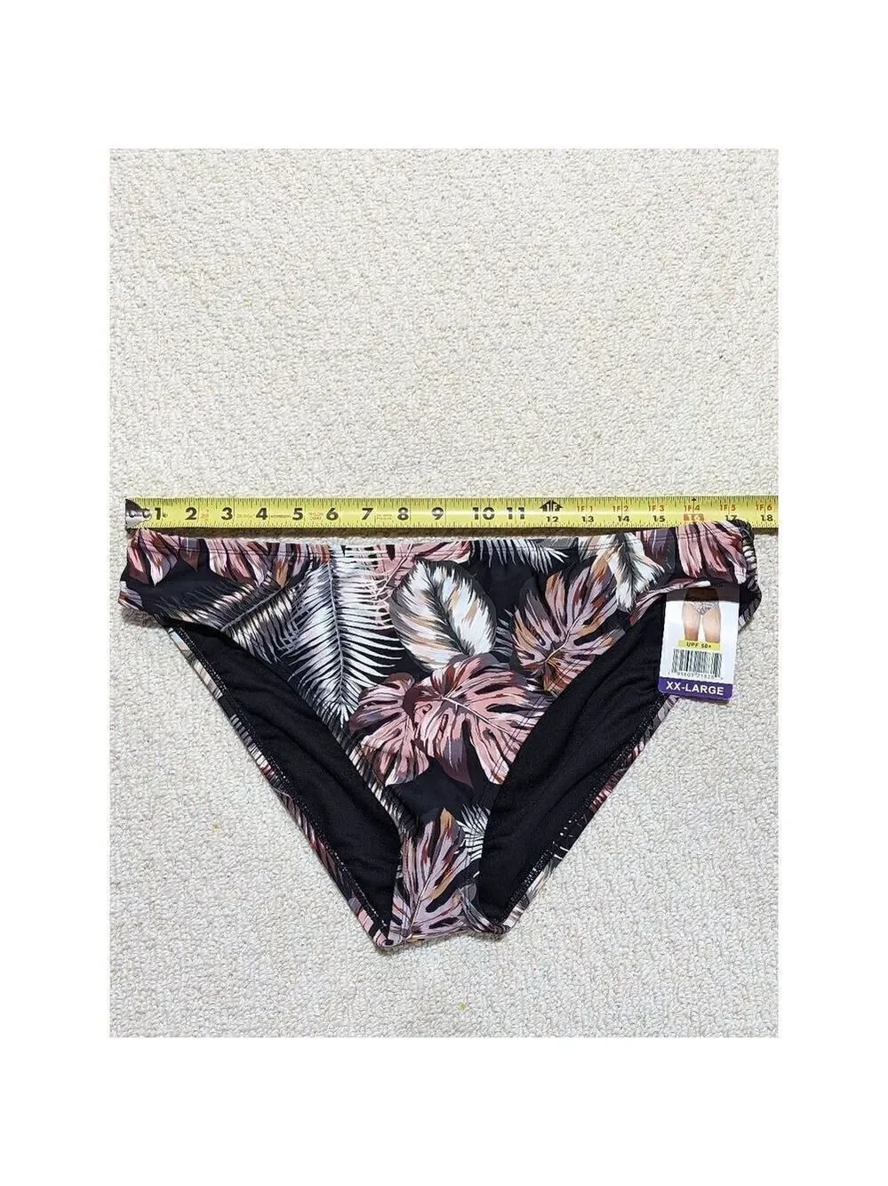 Hurley Women's Black Plant Print Bikini Bottom Size 2XL NWT